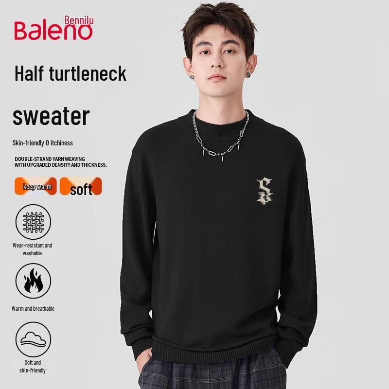 Baleno Men's Mock Neck Heavyweight Knit Sweater
