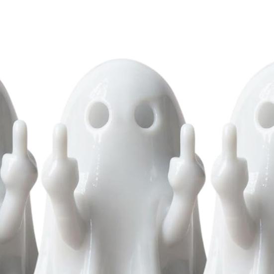 Halloween Finger Puppets Toy Finger Flip Off Ghost Figurines Cute Middle Finger Ghost Statue Gag Gifts for Trick or Treat Party Favors