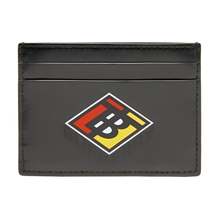 Burberry Tb Graffiti Logo Handheld Calfskin Card Holder Men Card Holder Black 8021767