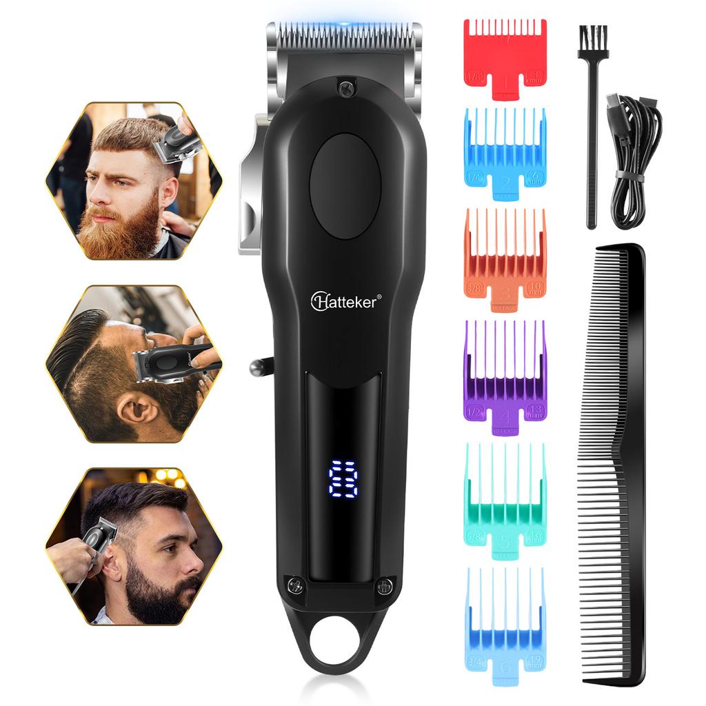 Hatteker Electric Hair Clipper Ceramic Blade LCD Display Home Professional Trimmer Grooming Kit