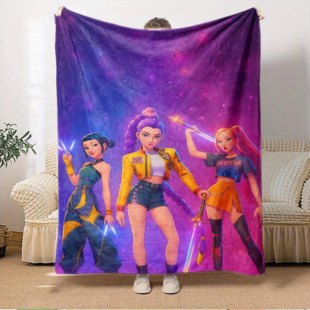 K-POP Anime Dívčí Skupina Čtyři Roční Období Měkká Teplá Přikrývka Celoroční Silně Pletená Polyesterová Přehoz na Postel, Kempování, Cestování Perfektní Dárek