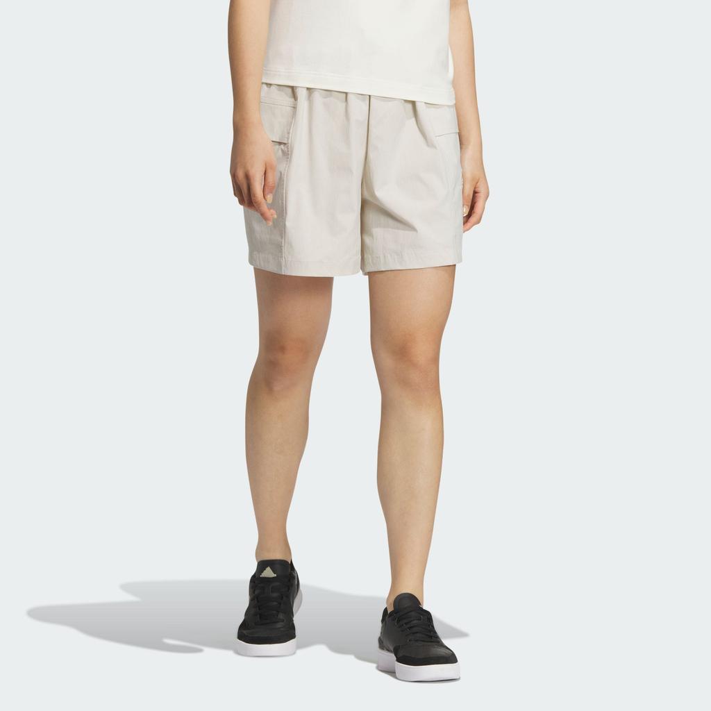 Adidas Verbiage Woven Shorts With Elastic Mid Waist And Small Letter Print Women Shorts Clay-Brown JN7776
