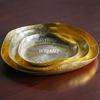 Handcrafted Vintage Brass Fruit Plate,Multi-Functional Irregular Shape Coffee Cup Tray Home Cheese Food Plate,Table Tableware