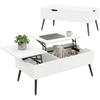 Height-Adjustable Coffee Table Living Room Table with Hidden Storage for Living Room, 50 X 100 Cm, White