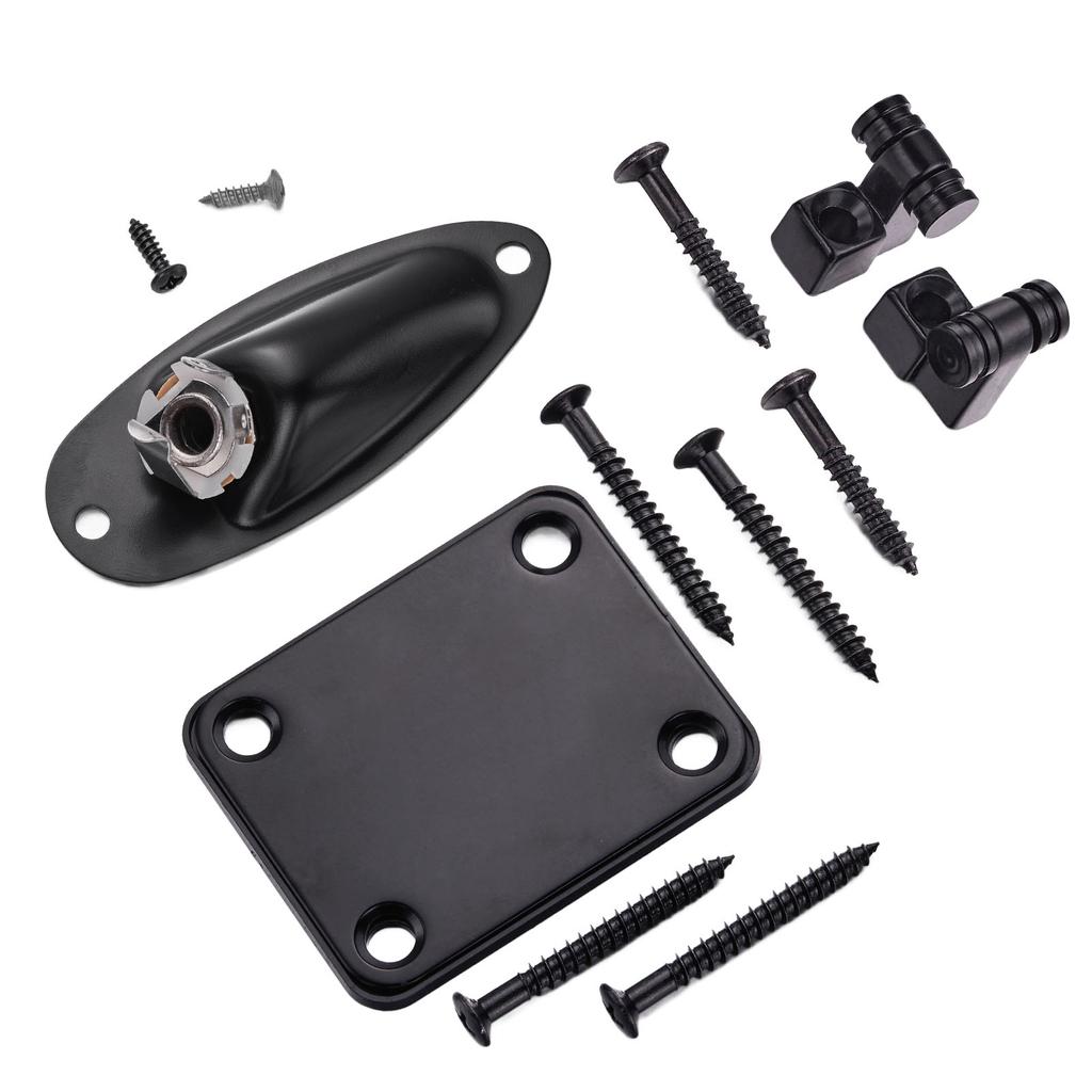 Guitar String Tree Retainer Set Guitar Loaded Socket Plate with Screws for Replacement Black