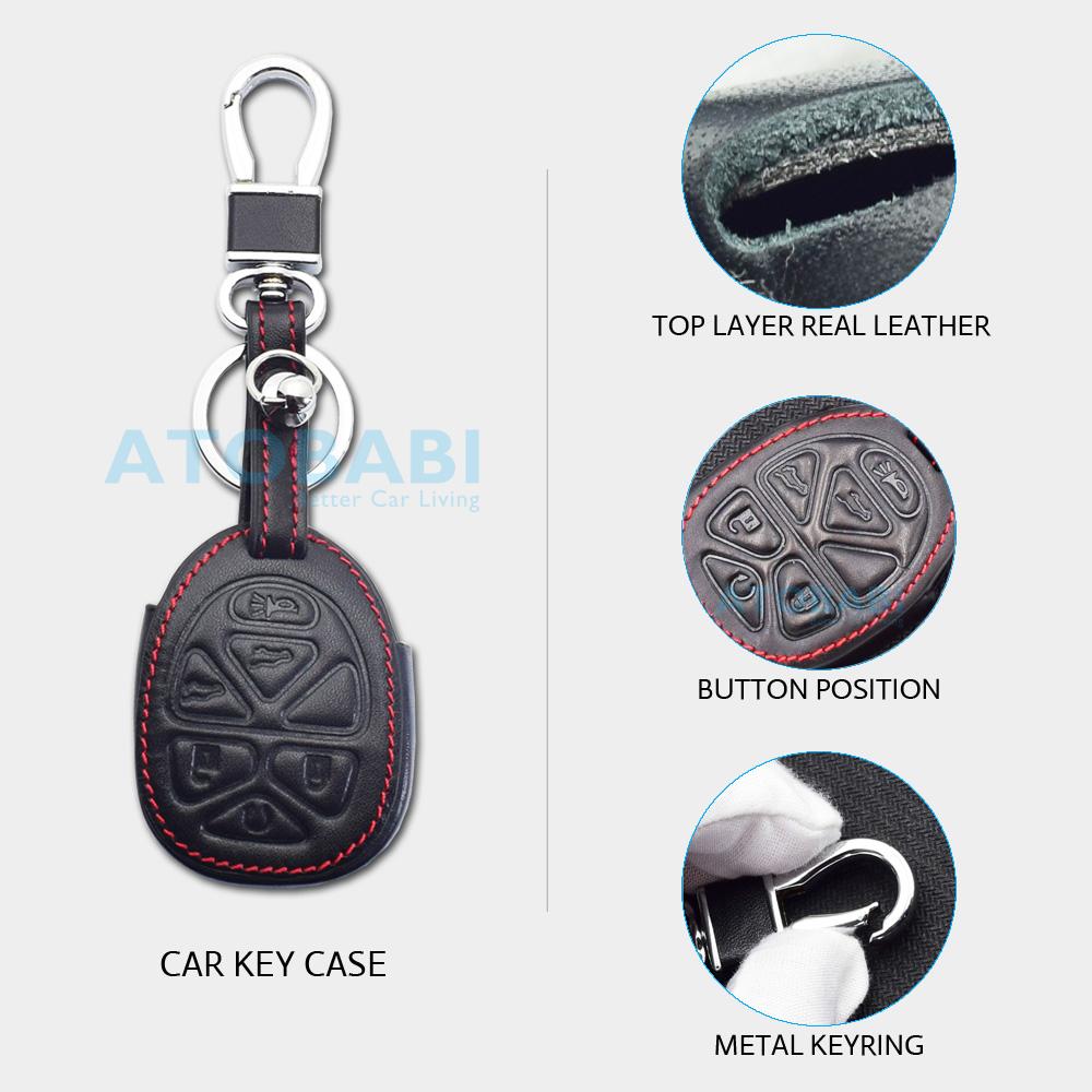 Leather Car Key Cover Bag For GMC Yukon SUV For Cadillac Escalade For Chevrolet Suburban Tahoe Remote Control Fobs Shell Protector Case