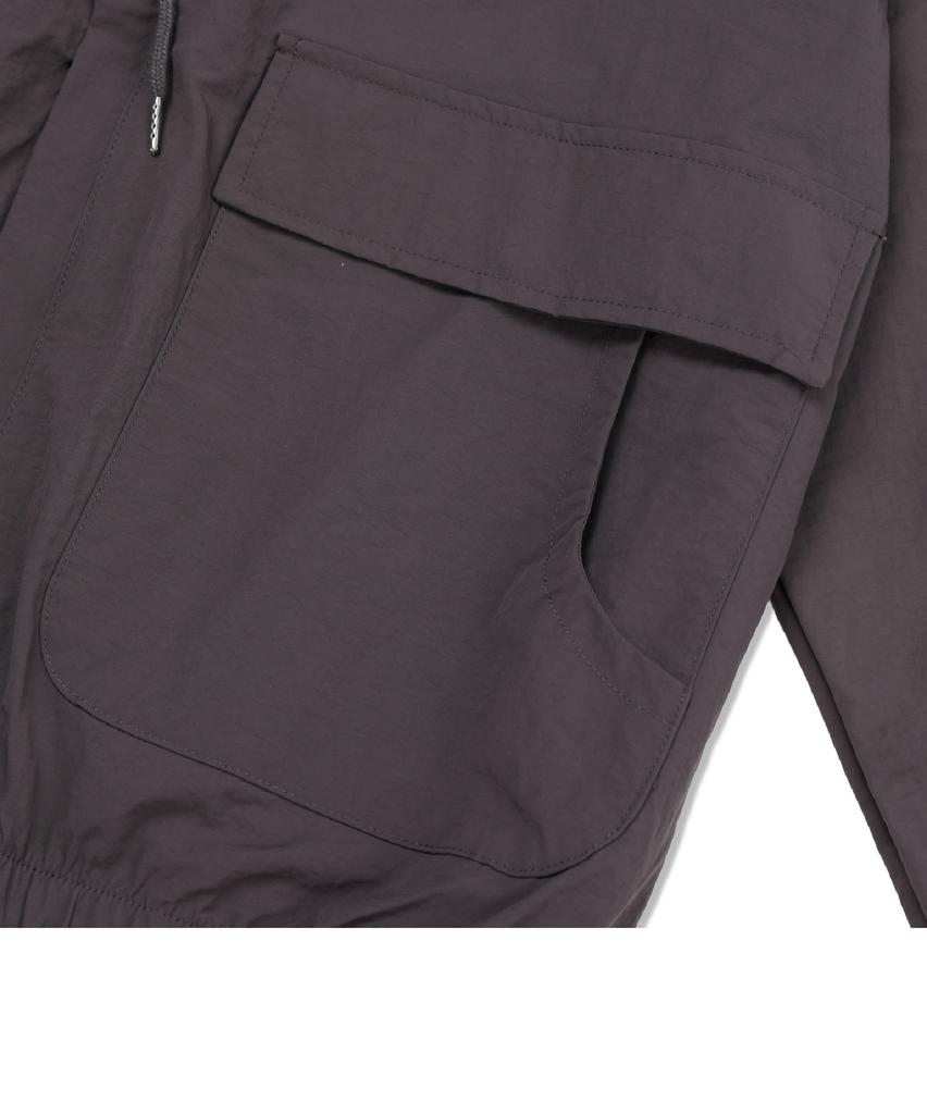 Andagain Utility Layered Pocket Two-Way Zip-Up (Dark Gray