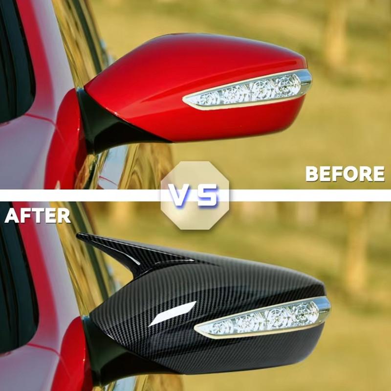 For Hyundai Sonata DN8 2011 2012 2013 2014 Car Rearview Side Mirror Cover Wing Cap Exterior Door Adhesive Trim ABS Carbon