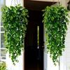 4PC Artificial Hanging Plants Faux Eucalyptus Leaf Greenery Vine Outdoor UV Resistant Plastic Plants for DIY Home Wedding Decor