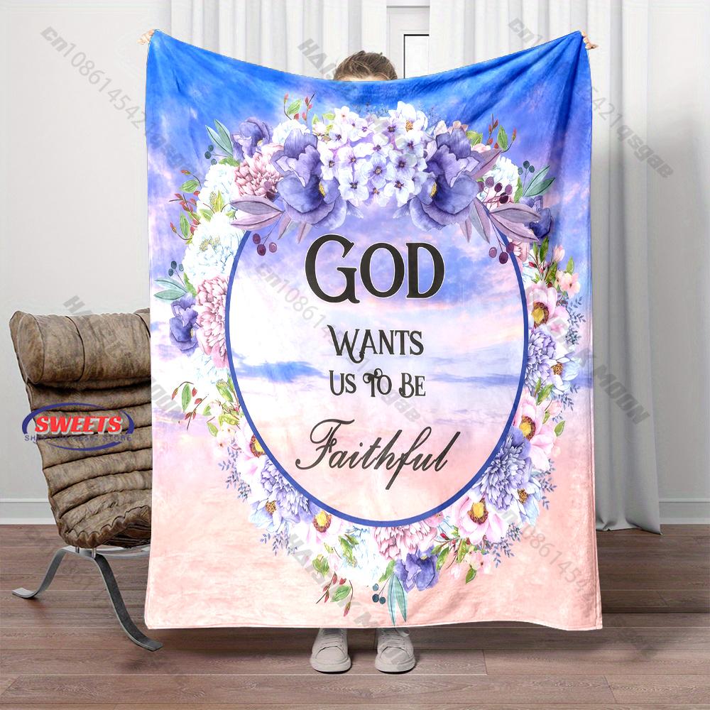 Floral Faith-Inspired Blanket Multiple Sizes Kid'S And Adults' Bedroom Living Room Sofa Decor Blanket, Exquisite Gift