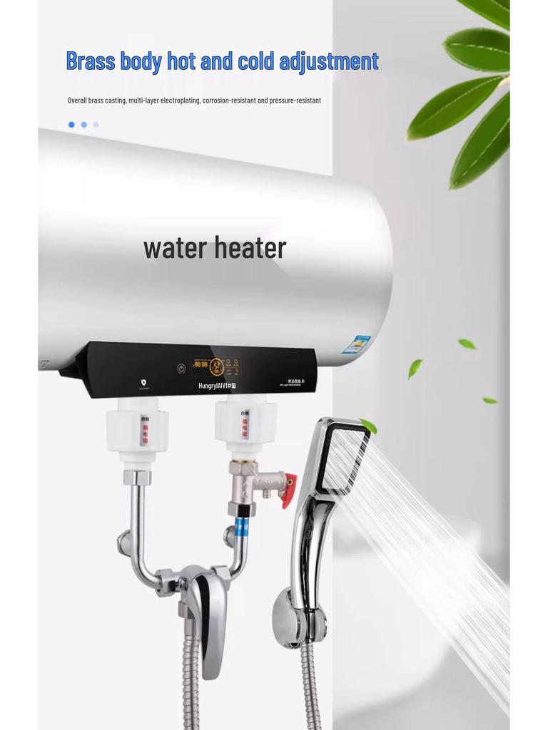 Electric Water Heater with U-Shaped Mixing Valve, All-Copper Hot and Cold Shower Faucet Accessories Set