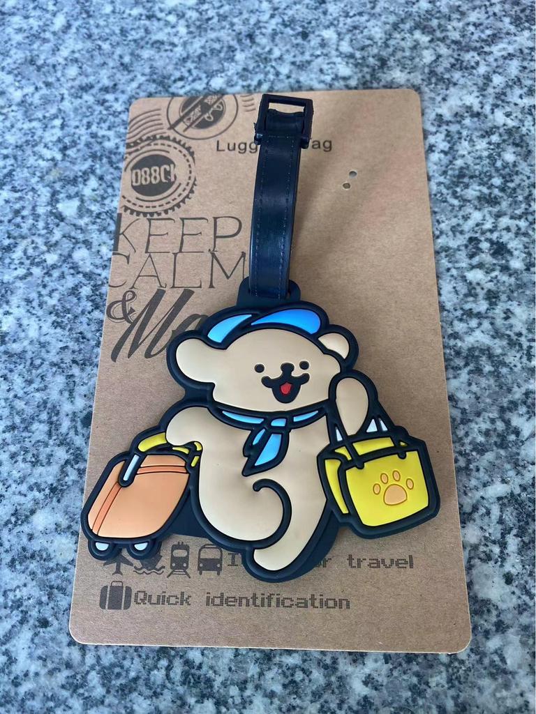 Etichetă moale din cauciuc pentru bagaje, cu desene animate: Bichon Maltez, Golden Retriever și Corgi