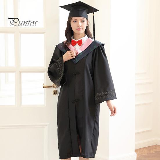 Academic Dress for Ceremonies Unisex Matte Graduation Cap Gown Set with Fake Shirt Collar And Doctoral Attire Neck Tie Professional Formal Bachelor's