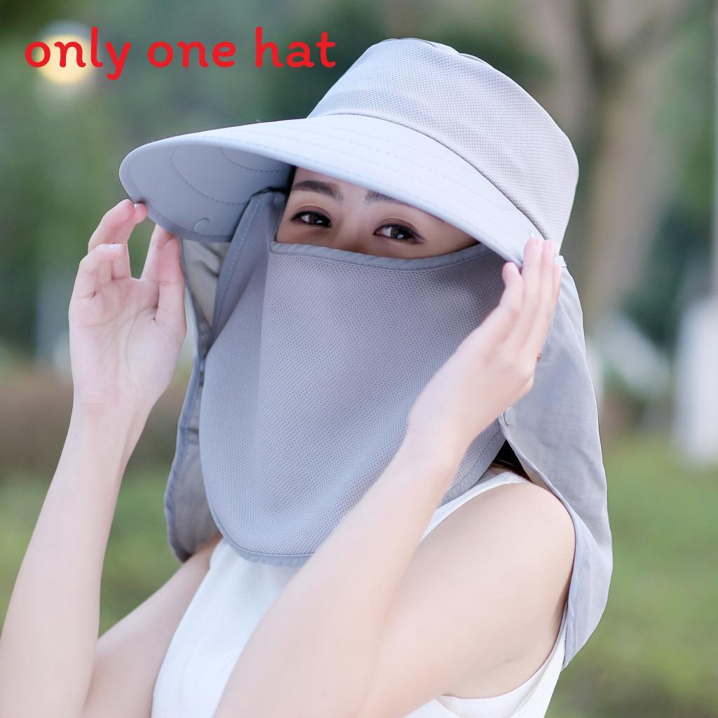 Summer Sun Protection Wide Brim Hat With Removable Face Cover For Outdoor Travel Adults