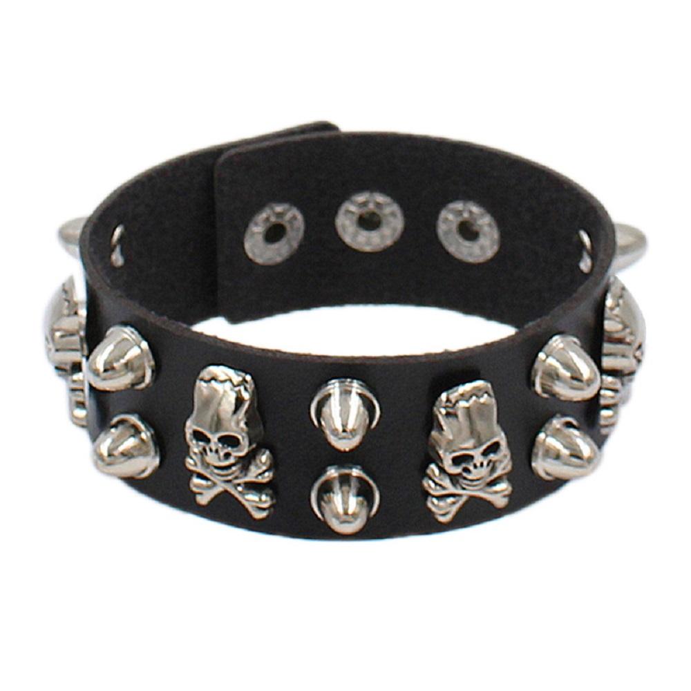 Gothic Punk Hip Hop Rock Spike Rivet Stud PU Leather Wristband Bracelet Bangle