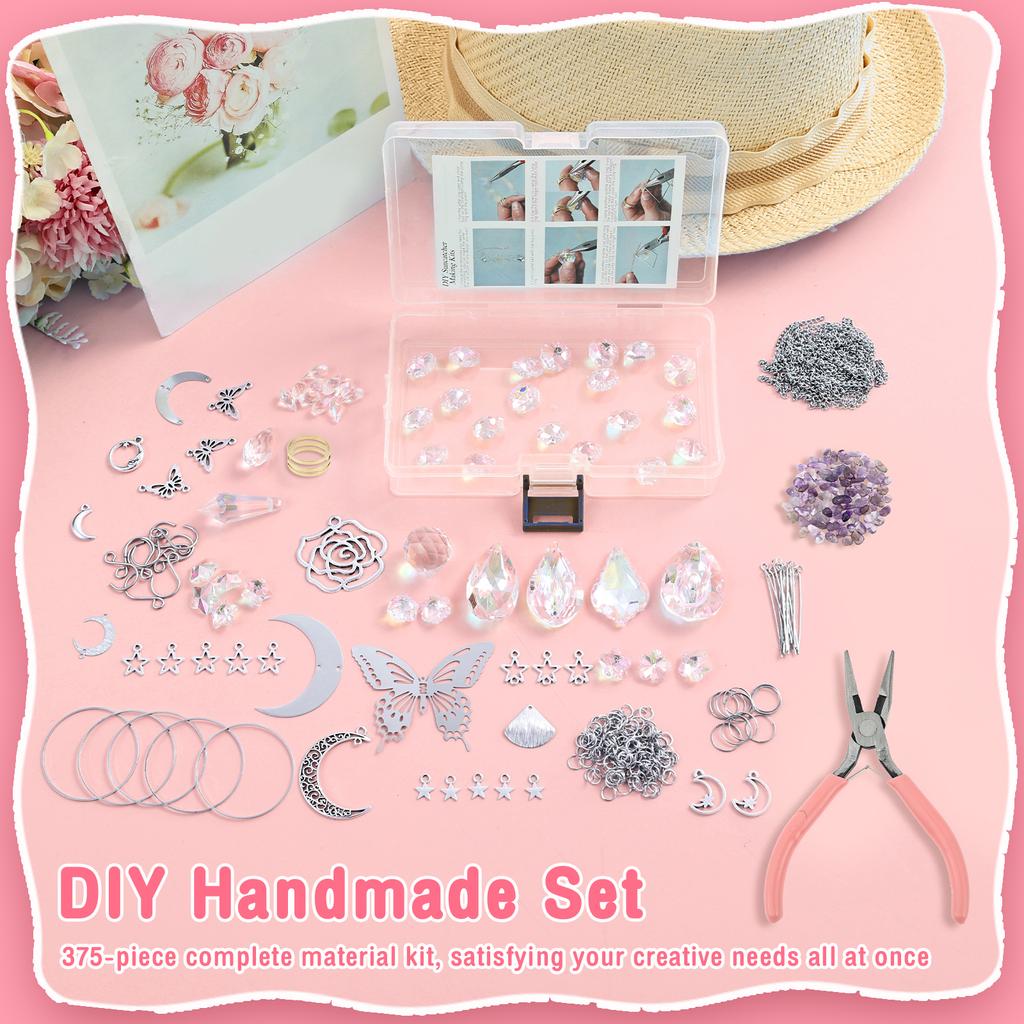 Handmade Sun Catcher Artificial Crystal Craft Set DIY Sun Catcher Wind Chime Crafts Window Suncatcher Decoration for Home Office