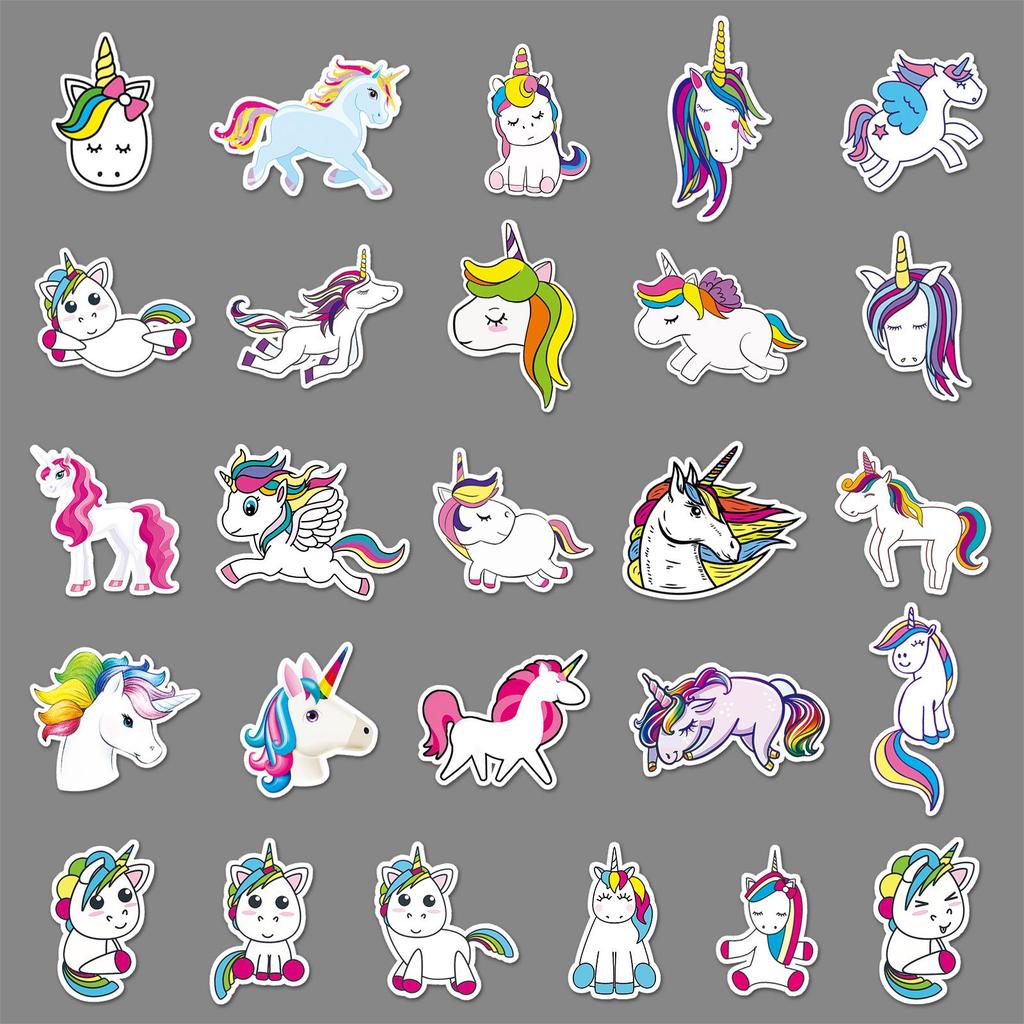 51 Cute Cartoon Unicorn Rainbow Stickers: Waterproof Decor for Laptops, Suitcases, and Cars