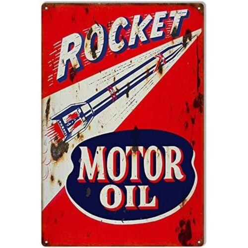 

Rocket Motor Oil Tin Sign Retro Wall Art Décor Man Cave Garage aluminum 20x30cm（7.8x11.8inch）