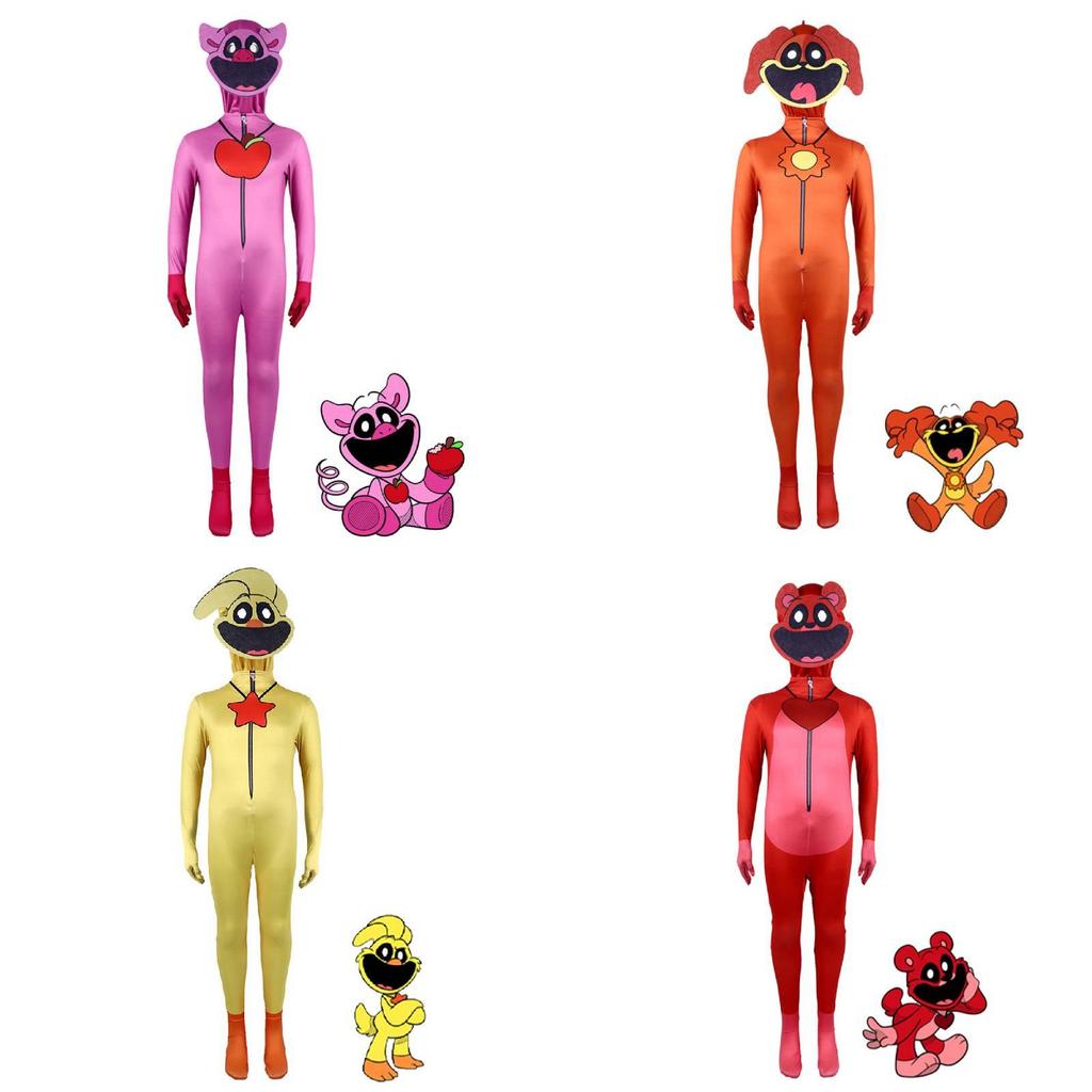 Poppy Playtime Halloween Jumpsuit Cosplay Costume Milk Silk Polyester For Kids Roleplay