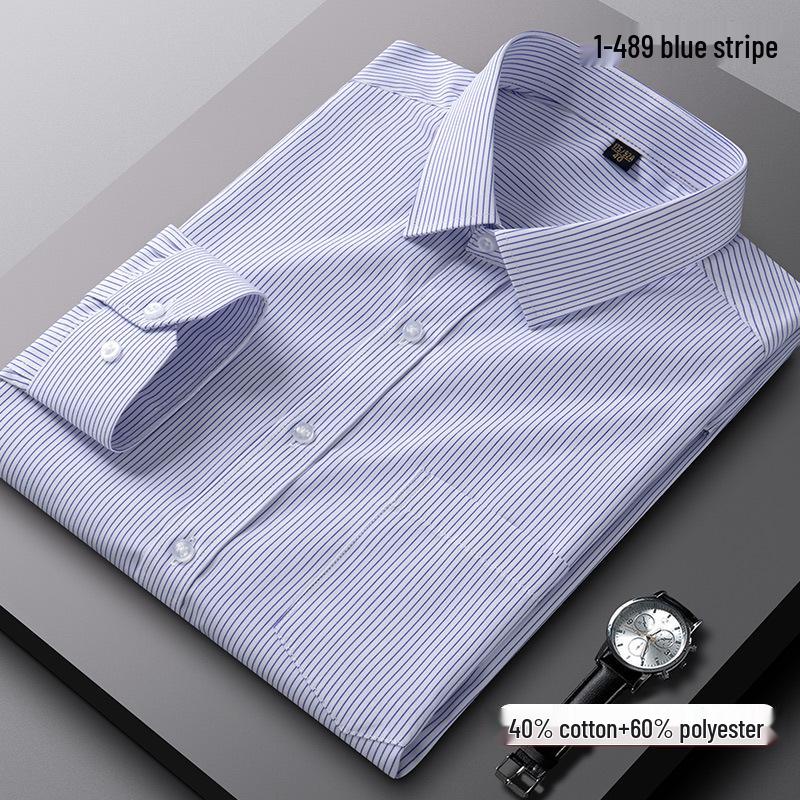 Herren Frühling Weiße Hemden - Lang-/Kurzarm, Gesticktes Logo, Professionelle Geschäftskleidung, 40% Baumwolle Einfarbig Arbeitskleidung