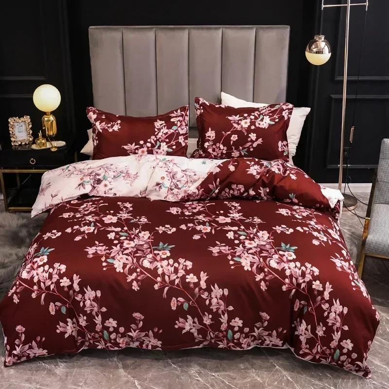 3PCS/set Black Marble Pattern Sanding Bedding Set Duvet Cover+Pillowase, Bedroom Bed Set, King Queen Double (Excluding Filler)