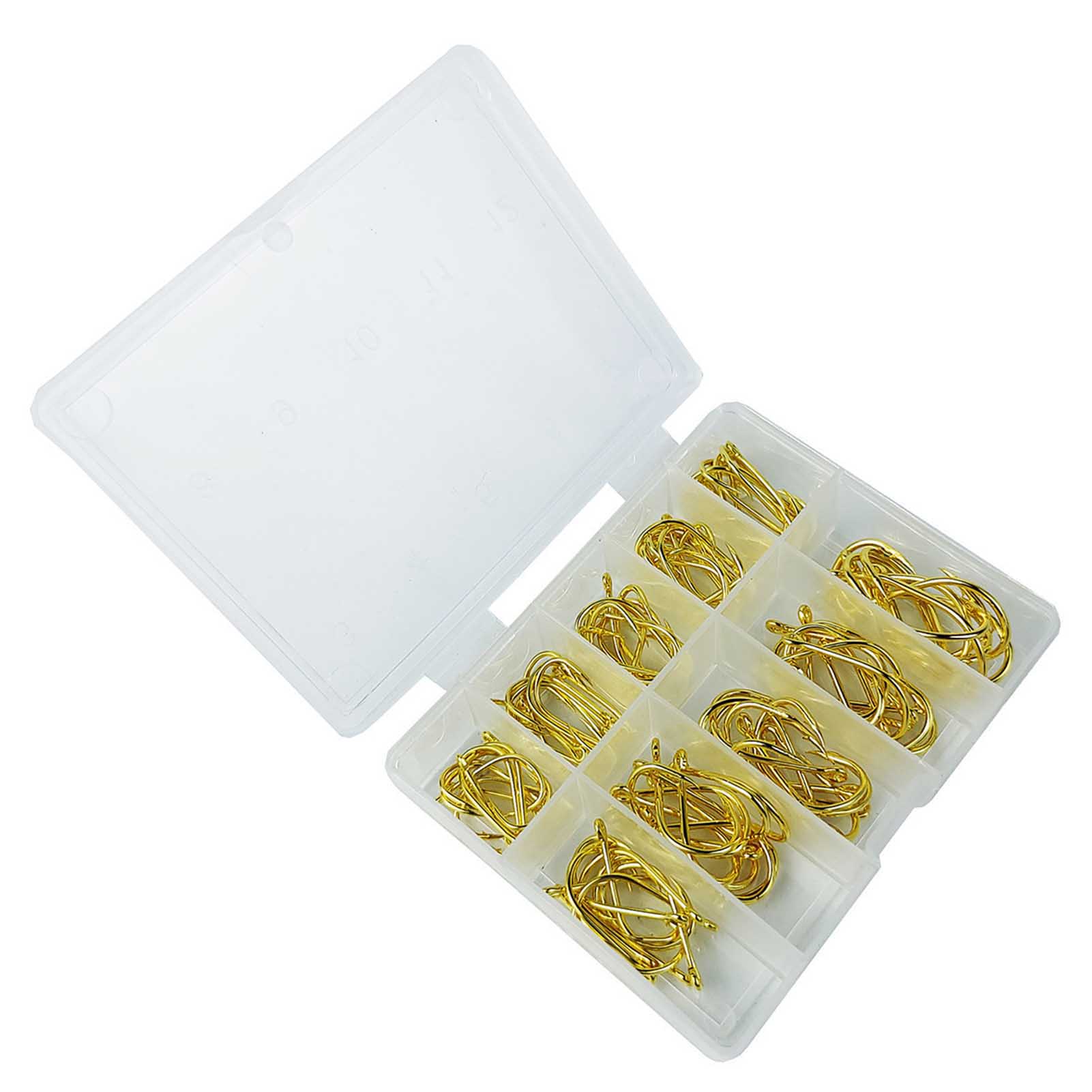 

100pcs Alloy Fishing Hooks set 3-12# Scientific Design Strong Sharp Fishhook with Barbs Suitable for Catfish Trout Bass золотий