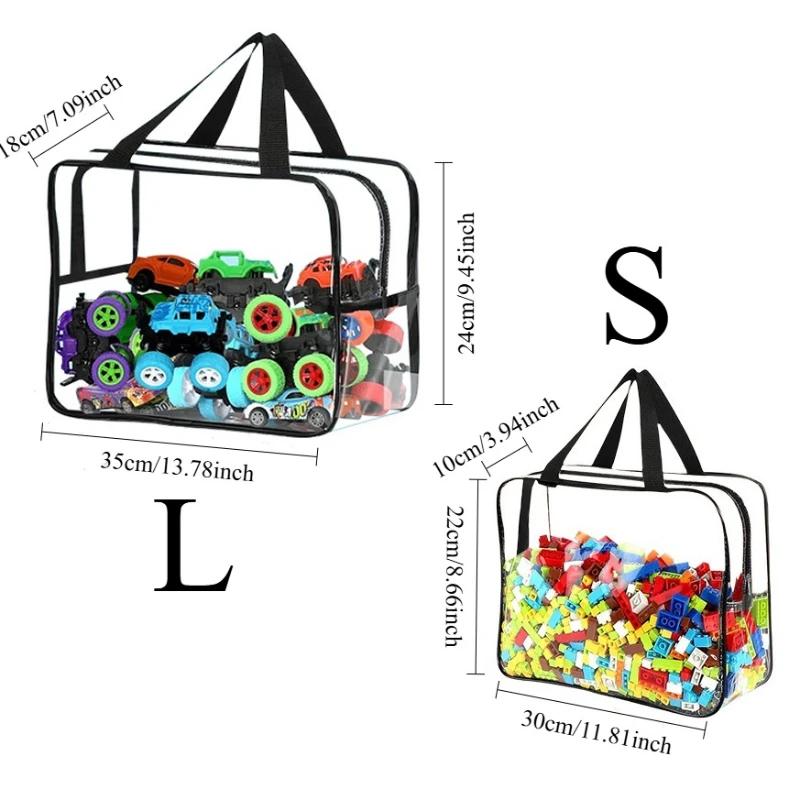 Transparent Storage Bag Waterproof Zipper Closure for Toys Beach Puzzle Travel Toiletries Cosmetic Organizer Portable Washable