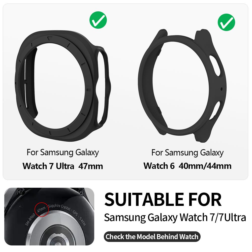 Case for Samsung Galaxy Watch 4/5/6/7 40mm 44mm 45/47mm Matte Cover Protective Hollow Bumper Shell for Watch 6 Classic 43MM 47MM