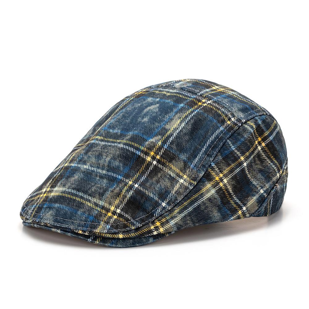 British Style Contrast Color Plaid Beret Women's Spring Summer Paintsman's Cap Men's Peaked Cap