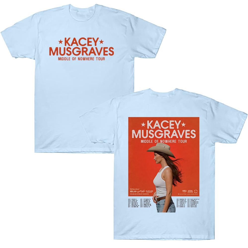 Kacey Musgraves Middle of Nowhere Tour T Shirts Pure Cotton Tees Round Neck Short Unisex Tee Comfort Clothing