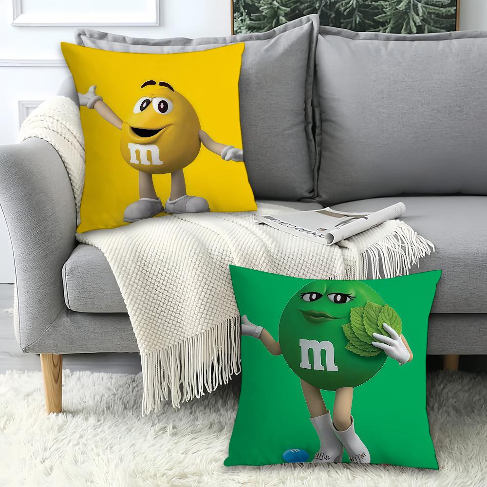 C-Chocolate Beans M-M And M-M'S Pillow Case Office Cushions Suitable For Sofa Car Bedroom Decorative Cushion Cover
