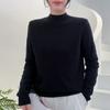 Autumn Winter Women's Lace Half-Turtleneck Sweater Loose Carved Knit Pullover Sweater Solid Color Knit Top