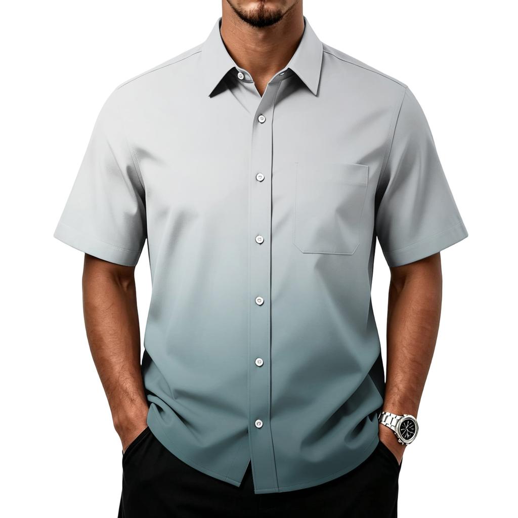 Men's Casual Short Sleeve Button Down Shirt with Chest Pocket Lightweight Breathable Summer Shirt for Everyday Wear