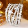 Glamorous Silver Color Multi Layer Zircon Band Ring for Women Wedding Banquet Daily and Party