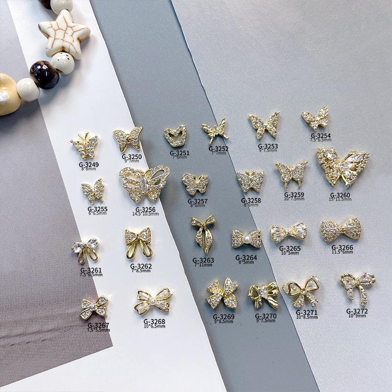 Lux Zircon Bowknot Nail Art Jewelry - Sparkling French Niche Design