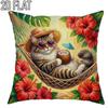 1/4pcs Tropical Vacation Cat Throw Pillow Covers Set of 4 Home farmhouse outdoor decoration cushion cover