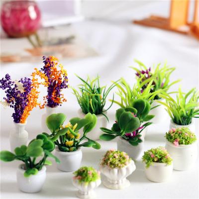 Mini Plant Model 46034 Scale Doll Houses Plants Realistic Micro Plastic Pots