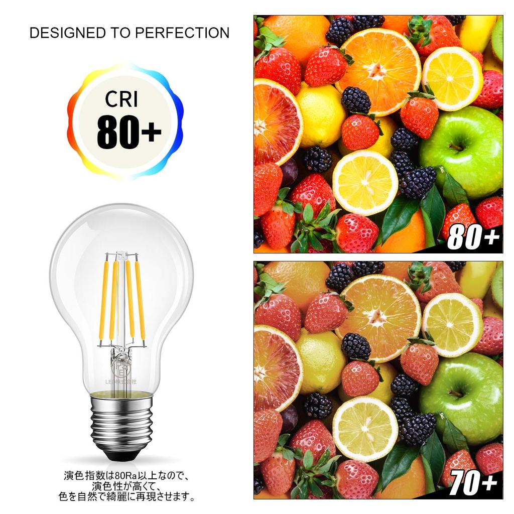 LVWIT LED Bulbs, E26 Base, 6W Filament Bulbs, 60W Equivalent, 2700K Warm White, A60, 806LM, Clear Type, Retro Light Bulbs, PSE Certified,
