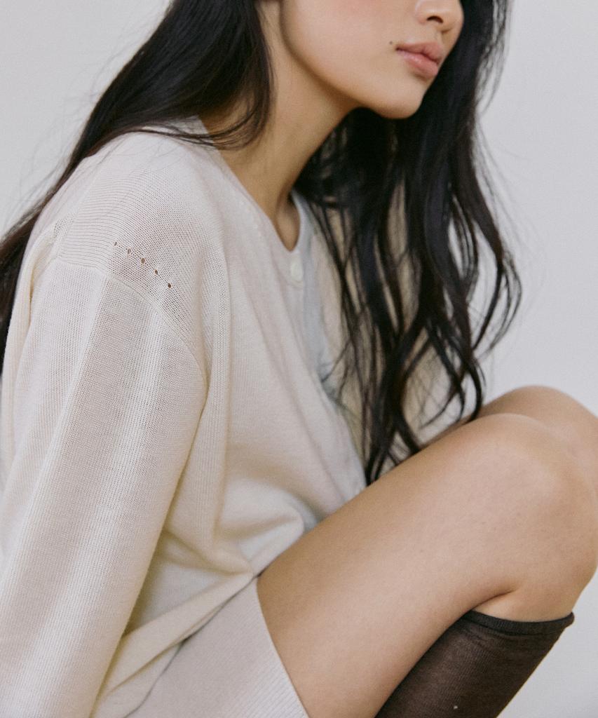 Peulob Silk Wool Cardigan Ivory