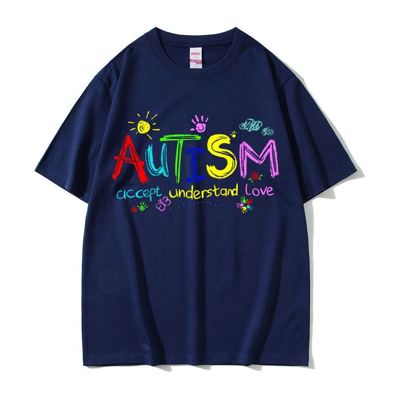 Autism Accept Understand Love Funny Meme T Shirts Men Women Casual Cotton Vintage Short Sleeve Oversized T-shirt Male Streetwear