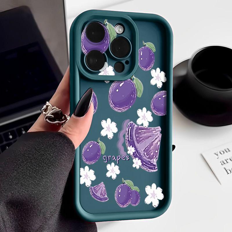 For iPhone 16 Pro Max Fruit Print Phone Case For iPhone 16e 15 14 13 12 Pro Max Plus 11 XR XS Flower Print Phone Case TPU Soft Shockproof Case Cover