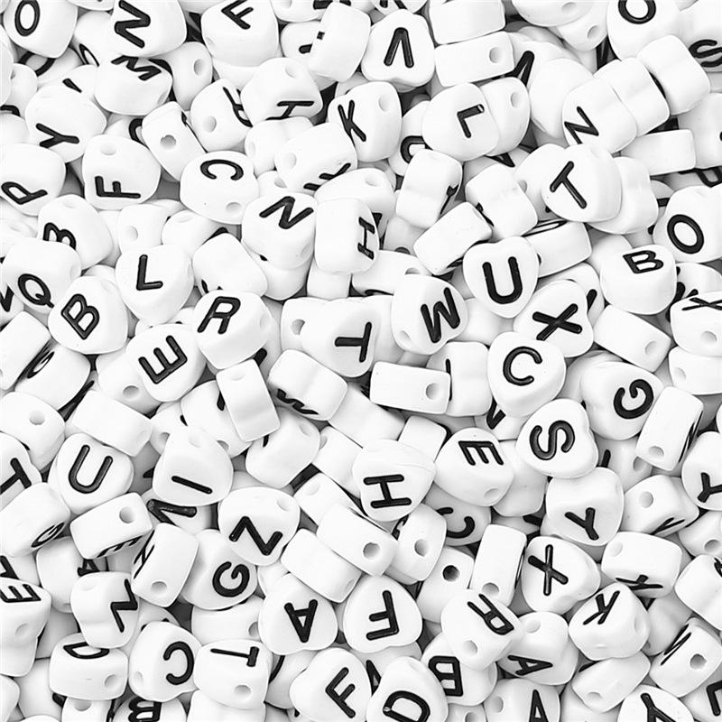 

Набор акриловых бусин в форме сердца с алфавитом и плоских бусин для детского изготовления украшений и раннего развития