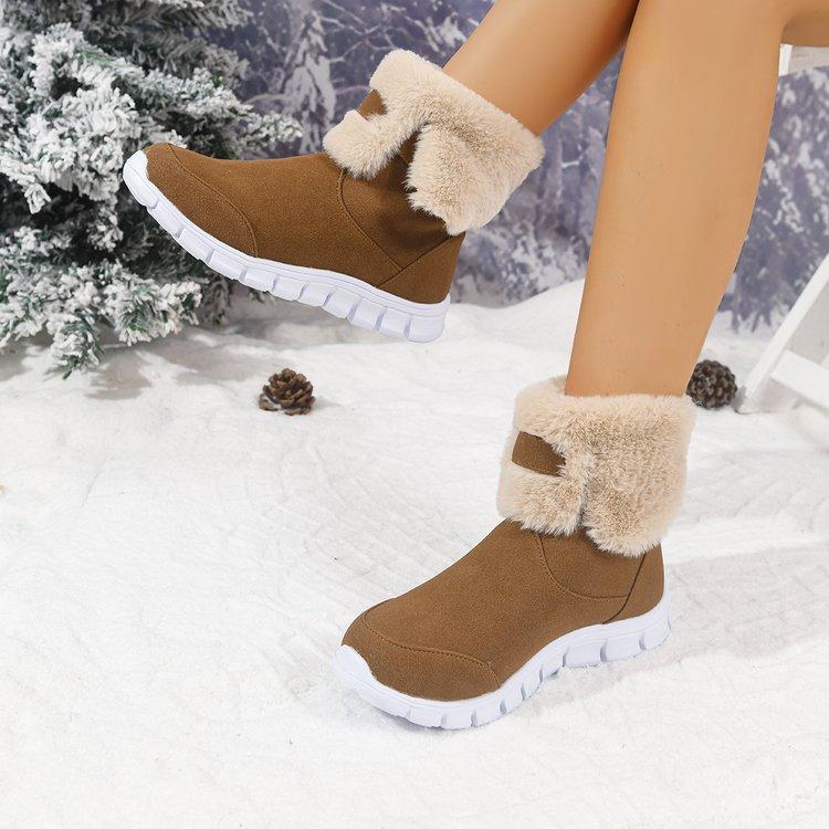Dámské měkké elastické zimní teplé zateplené sněhule na silné podrážce, protiskluzové, odolné proti opotřebení, outdoorové volnočasové sportovní bavlněné boty