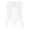 Off White Womens/Ladies Logo Ribbed Long-Sleeved Bodysuit