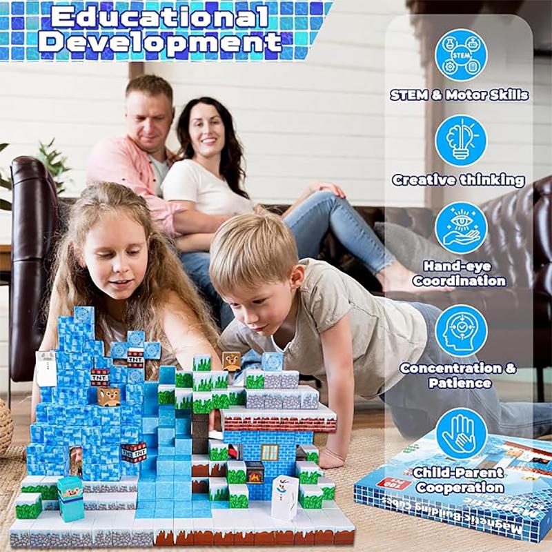 Non-Toxic New Creative Magnetic Building Blocks Lce World Magnet Cube Architectural Diy Model Kids Toy Christmas Gifts For Children
