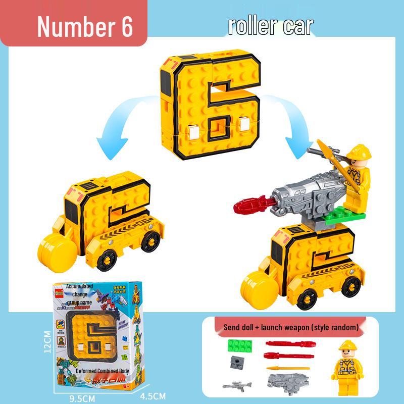 Number Transforming Robot Toy Set for Kids: 0-9 Educational Assembly for Elementary Students