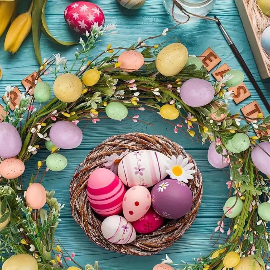 Easter Wreath, 70.8-inch Easter Egg Wreath, Decorative Fireplace Mantel, Artificial Egg Wreath, Easter Home Kitchen Fireplace