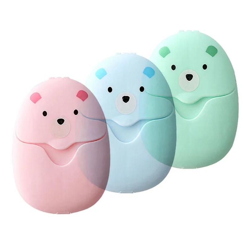 150Pcs Cute Travel Portable Soap Paper Outdoor Disposable Soap Flakes Hand Washing Mini Soap Pieces Boxed