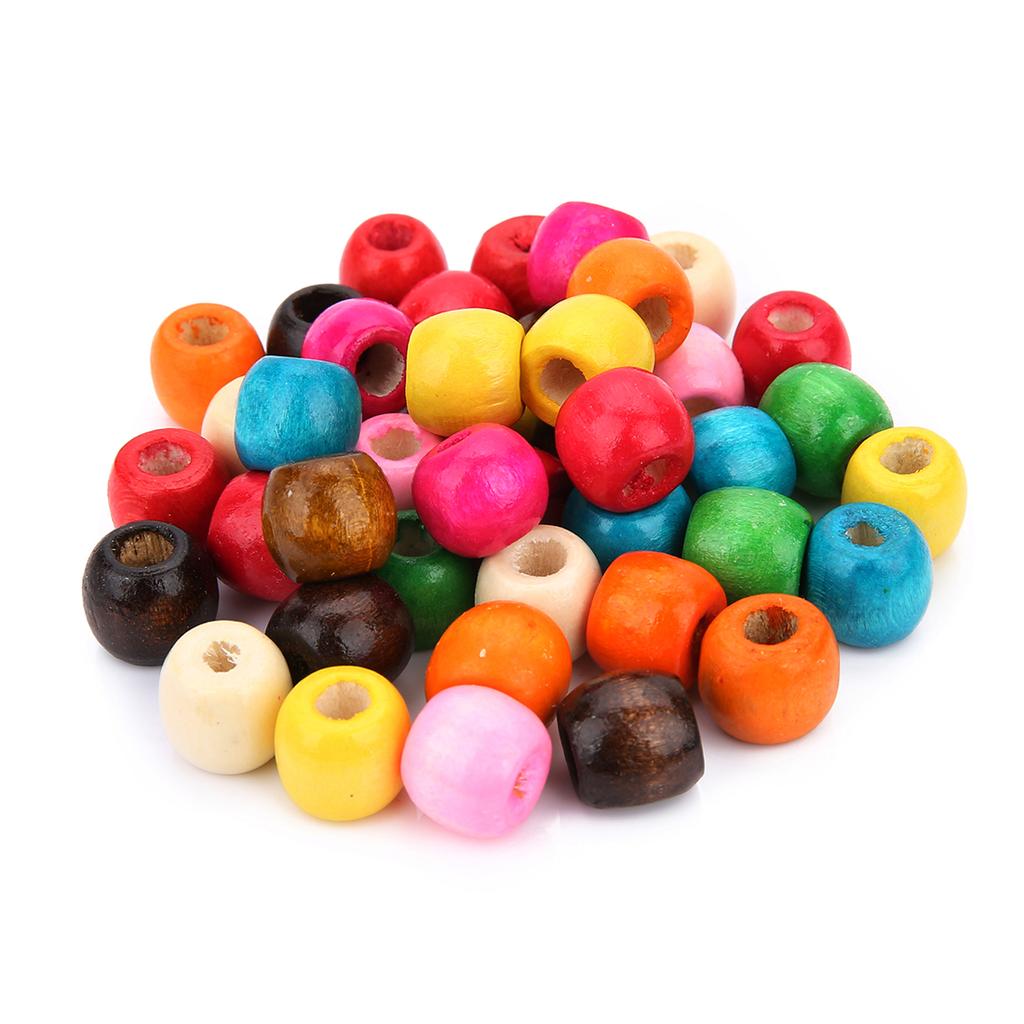 50-100pcs/lot Maple Wood Beads Color Barrel Shape Spacer Big Hole Beads for DIY Charms Jewelry Making Kid's Toy Accessories