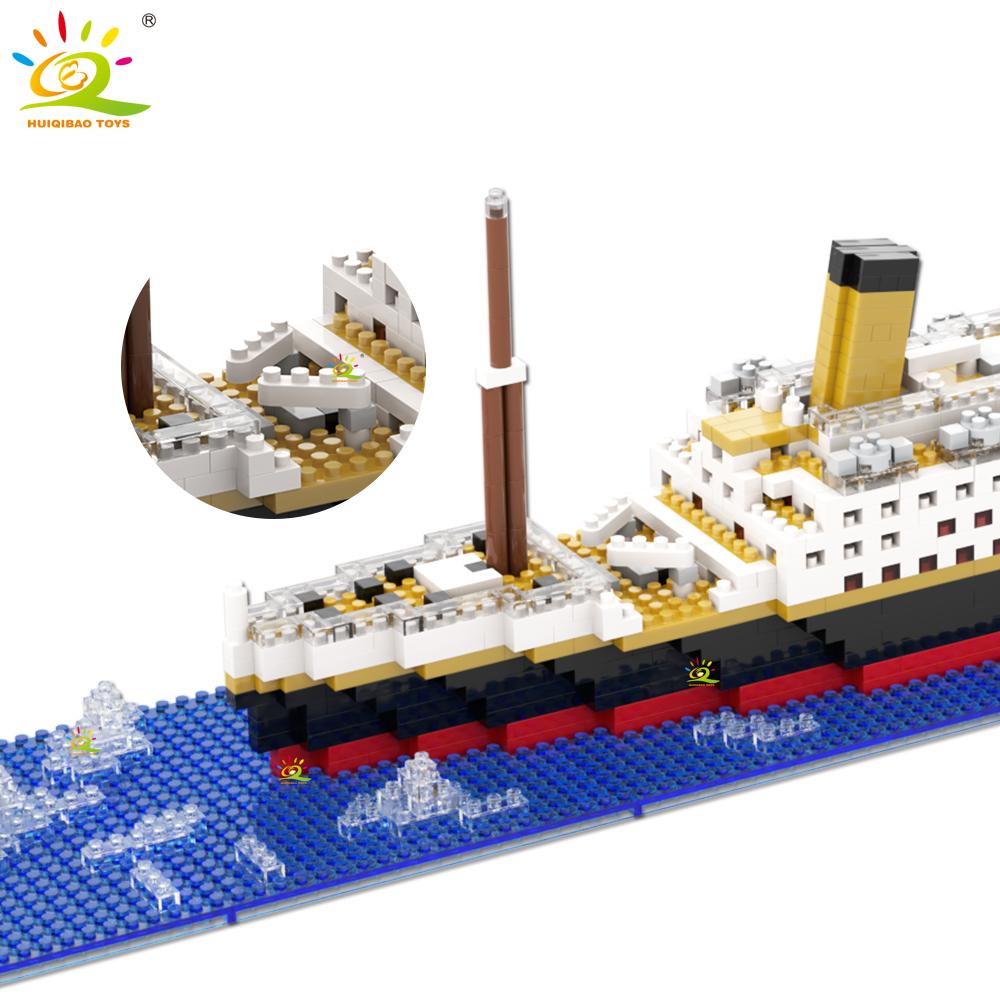 MOC Titanic Giant Ocean Iceberg Adventure Navigation Boat Small Particle Building Blocks Kid Micro Bricks Toy for Adult